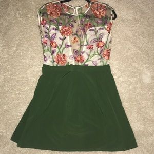 Green Floral Illusions Mini Dress